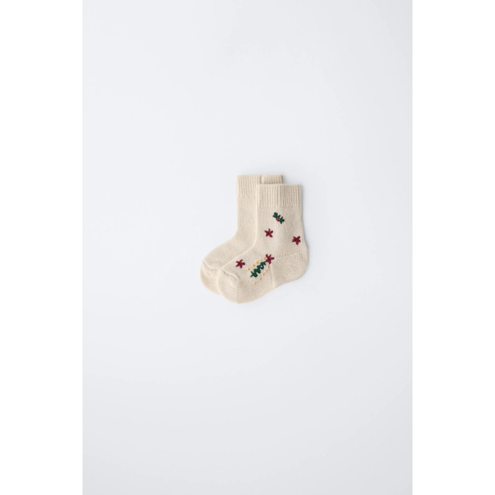MID-CALF EMBROIDERED WOOL SOCKS