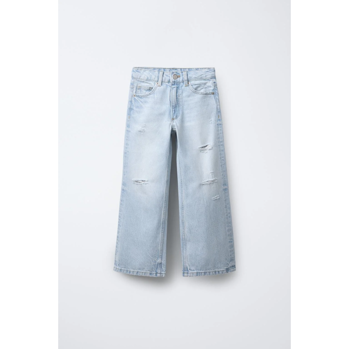 ДЖИНСЫ С ШИРОКИМИ ШТАНИНАМИ И РАЗРЕЗАМИ