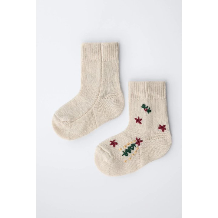 MID-CALF EMBROIDERED WOOL SOCKS