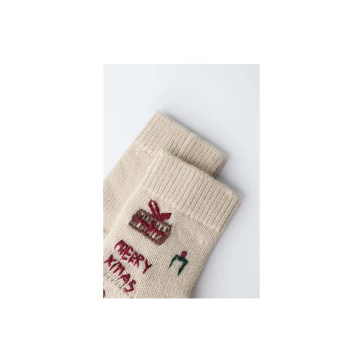 MID-CALF EMBROIDERED WOOL SOCKS