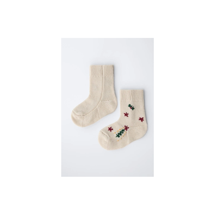 MID-CALF EMBROIDERED WOOL SOCKS