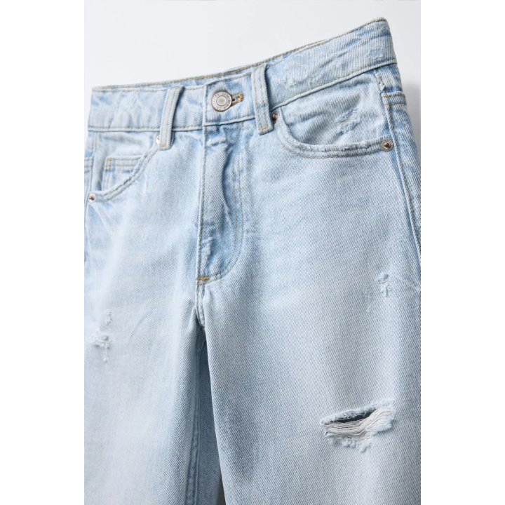 ДЖИНСЫ С ШИРОКИМИ ШТАНИНАМИ И РАЗРЕЗАМИ