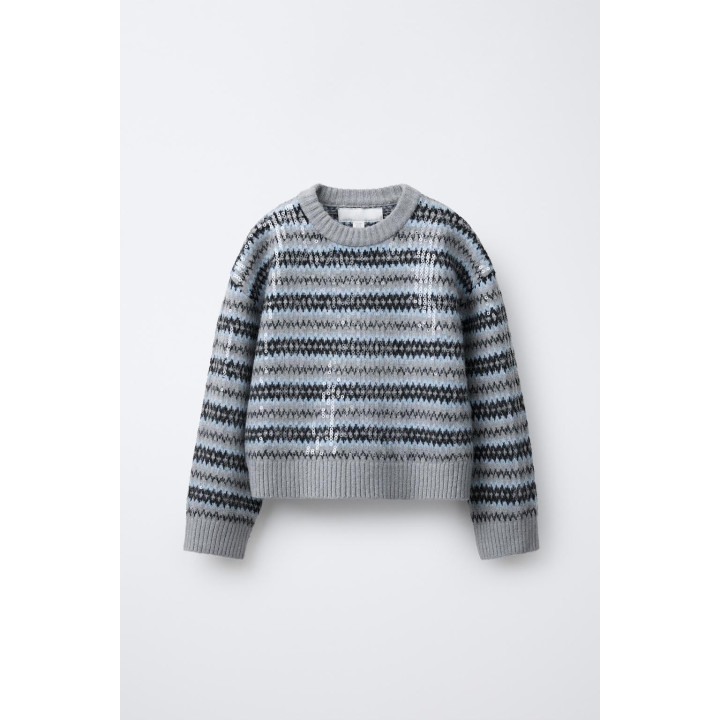 Джемпер с жаккардовой отделкой и пайетками