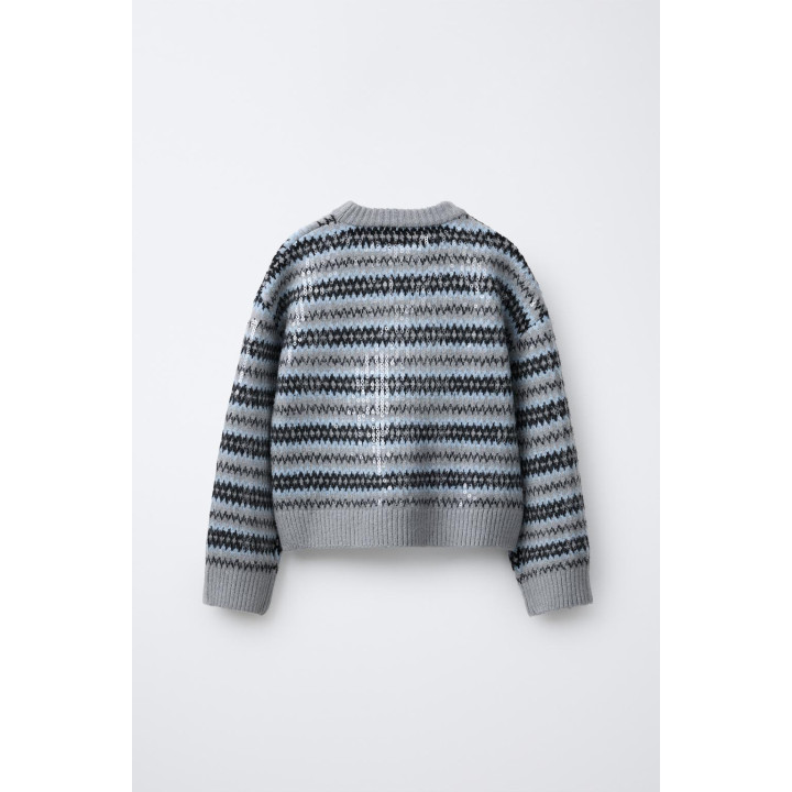 Джемпер с жаккардовой отделкой и пайетками