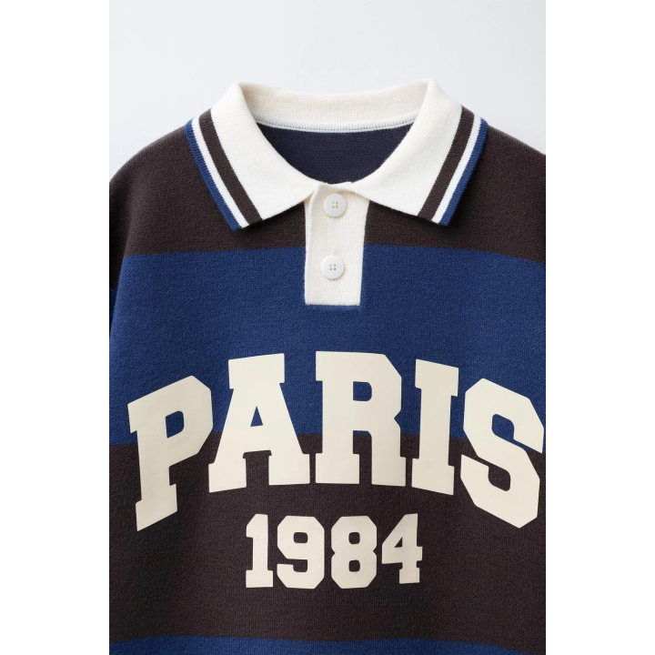 ВЯЗАНЫЙ ДЖЕРСИ ПОЛО В ПОЛОСКУ С ПРИНТОМ