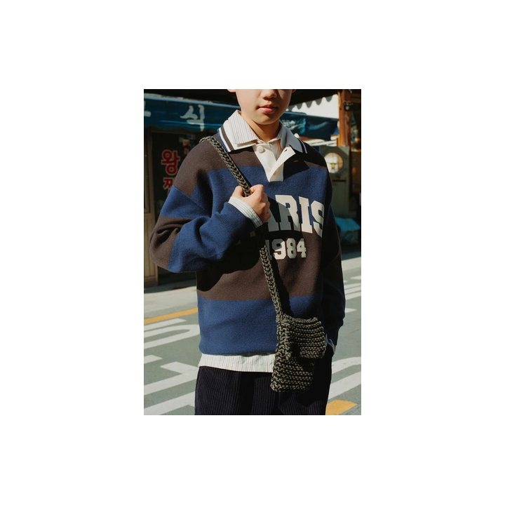 ВЯЗАНЫЙ ДЖЕРСИ ПОЛО В ПОЛОСКУ С ПРИНТОМ