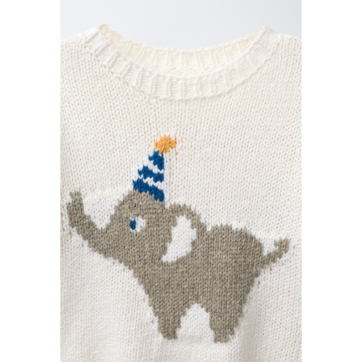 ТРИКОТАЖНЫЙ ДЖЕМПЕР С ВЫШИВКОЙ В ВИДЕ СЛОНА