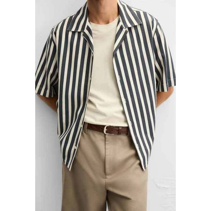 РУБАШКА ИЗ РЕЛЬЕФНОЙ ТКАНИ В ПОЛОСКУ