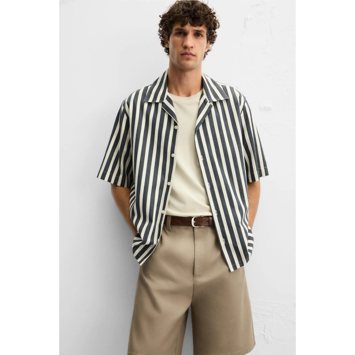 РУБАШКА ИЗ РЕЛЬЕФНОЙ ТКАНИ В ПОЛОСКУ