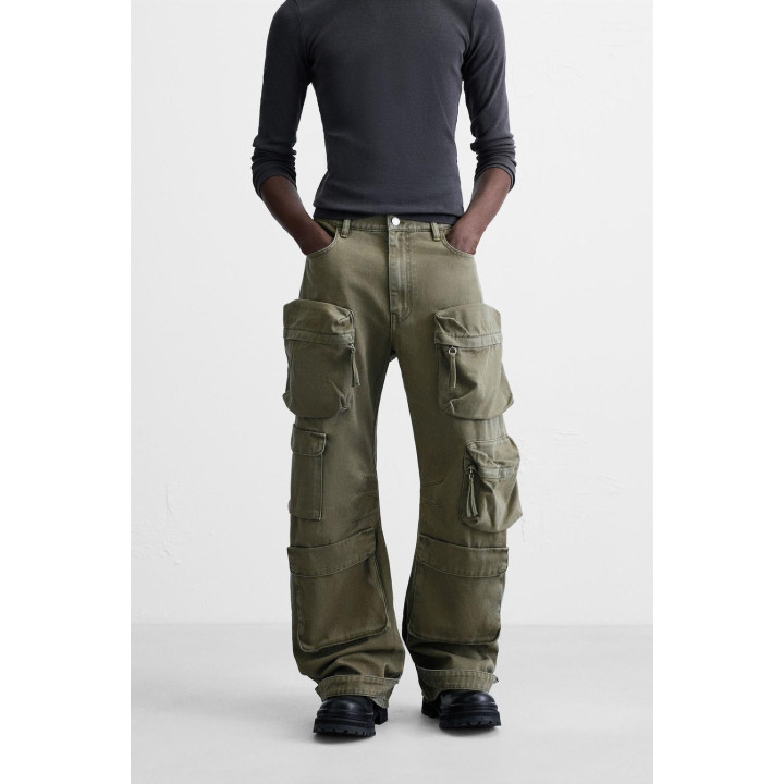 ДЖИНСОВЫЕ БРЮКИ КАРГО С КАРМАНАМИ