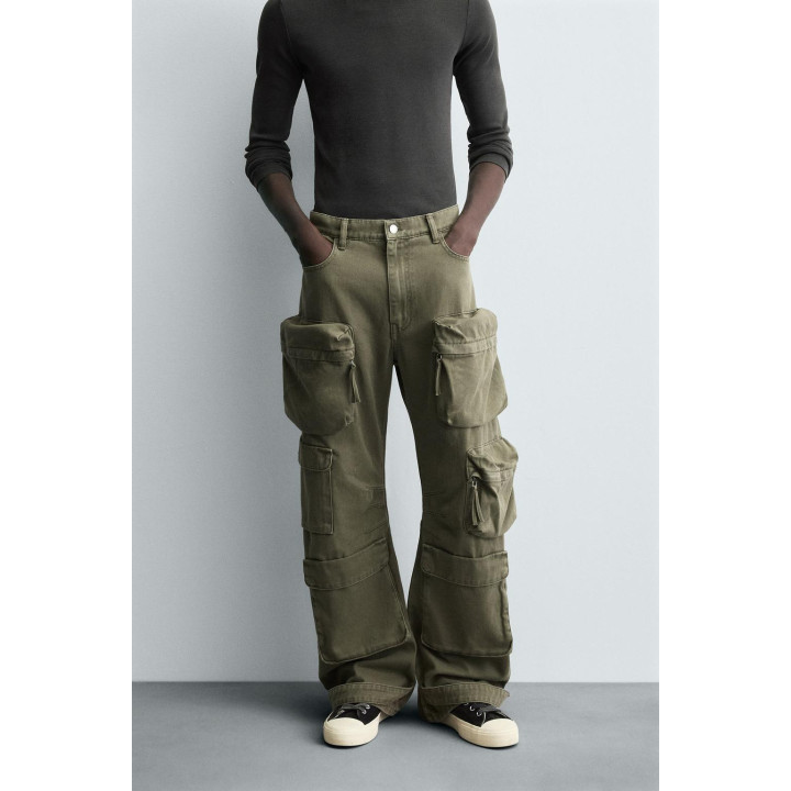 ДЖИНСОВЫЕ БРЮКИ КАРГО С КАРМАНАМИ