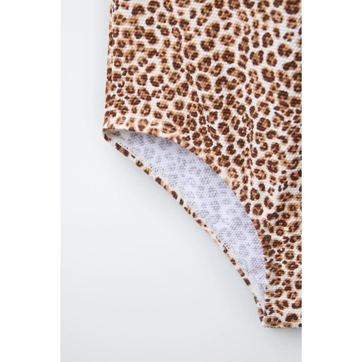 Купальник с животным принтом и вырезом, 6-14 лет