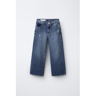 Джинсы широкого кроя с текстом