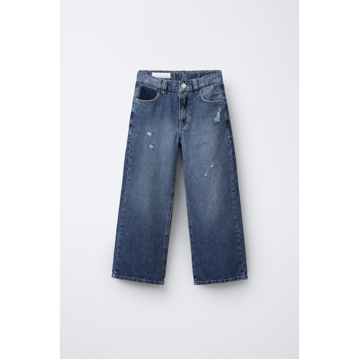 Джинсы широкого кроя с текстом