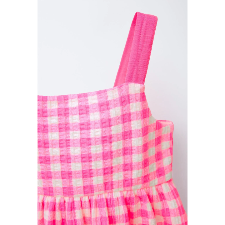 ПЛАТЬЕ ИЗ РЕЛЬЕФНОЙ ТКАНИ С ПРИНТОМ И БАНТОМ