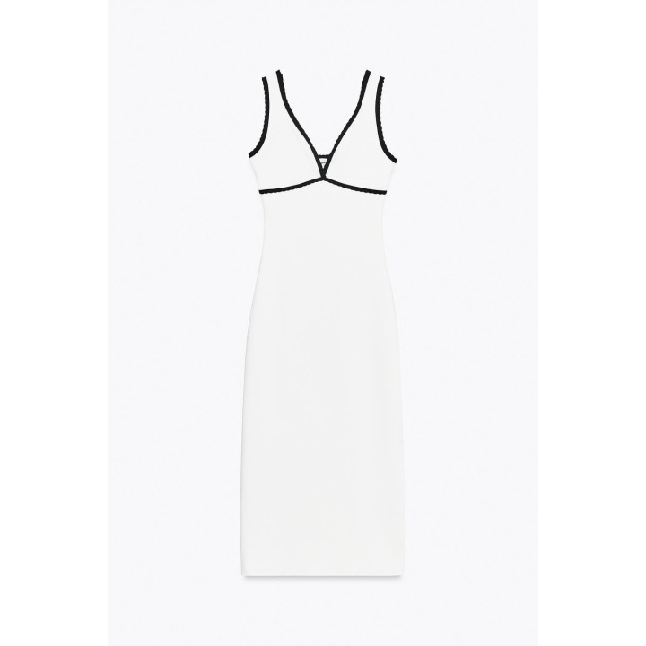 ДЛИННОЕ ПЛАТЬЕ С КОНТРАСТНОЙ ОТДЕЛКОЙ