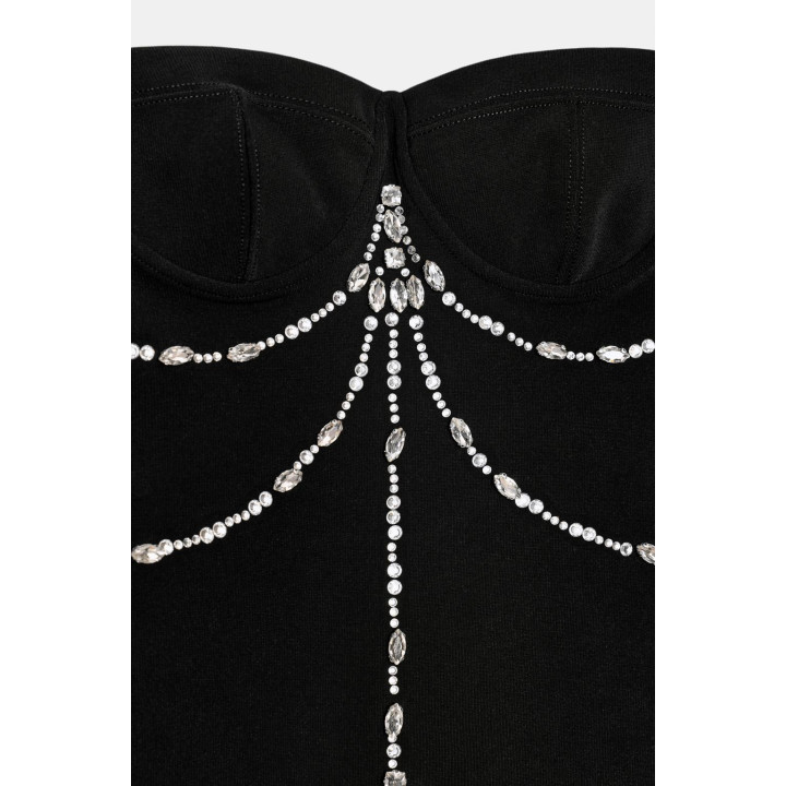 ЭЛАСТИЧНОЕ ПЛАТЬЕ СО СТРАЗАМИ