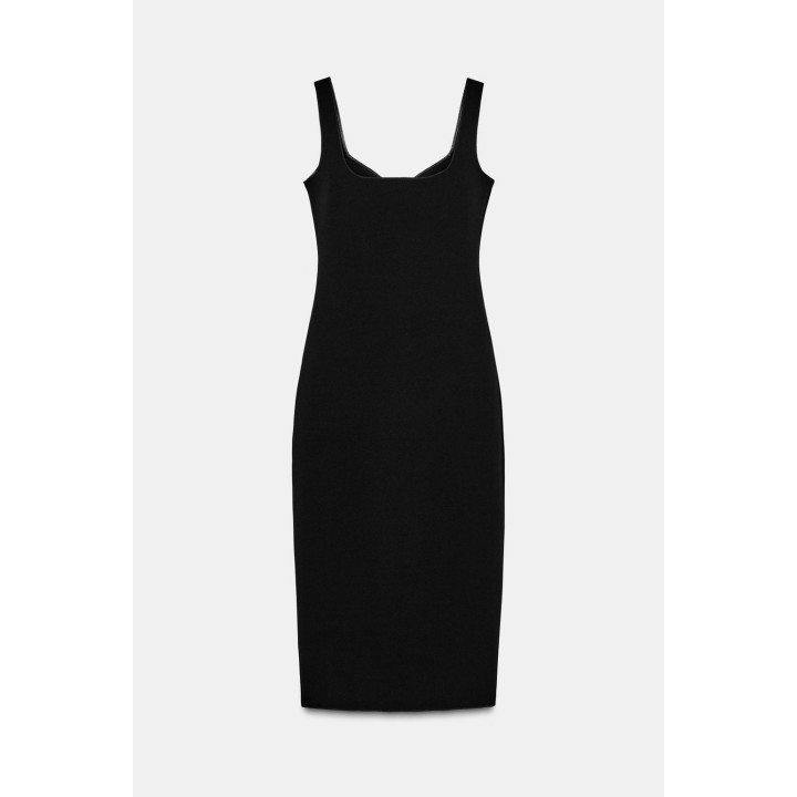 ПЛАТЬЕ МИДИ ИЗ ЭЛАСТИЧНОЙ ТКАНИ СО СТРАЗАМИ