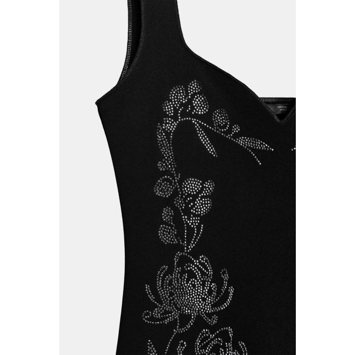 ПЛАТЬЕ МИДИ ИЗ ЭЛАСТИЧНОЙ ТКАНИ СО СТРАЗАМИ