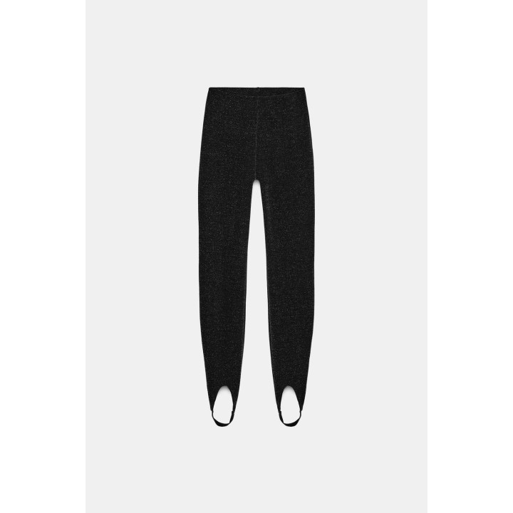 Блестящие трикотажные леггинсы с подтяжками