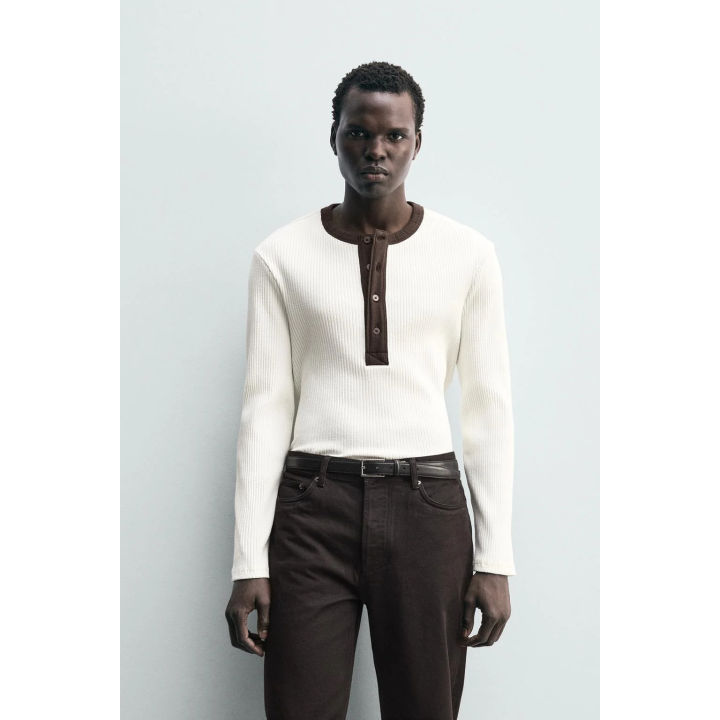 Рубашка с отложным воротником из рубчиковой ткани