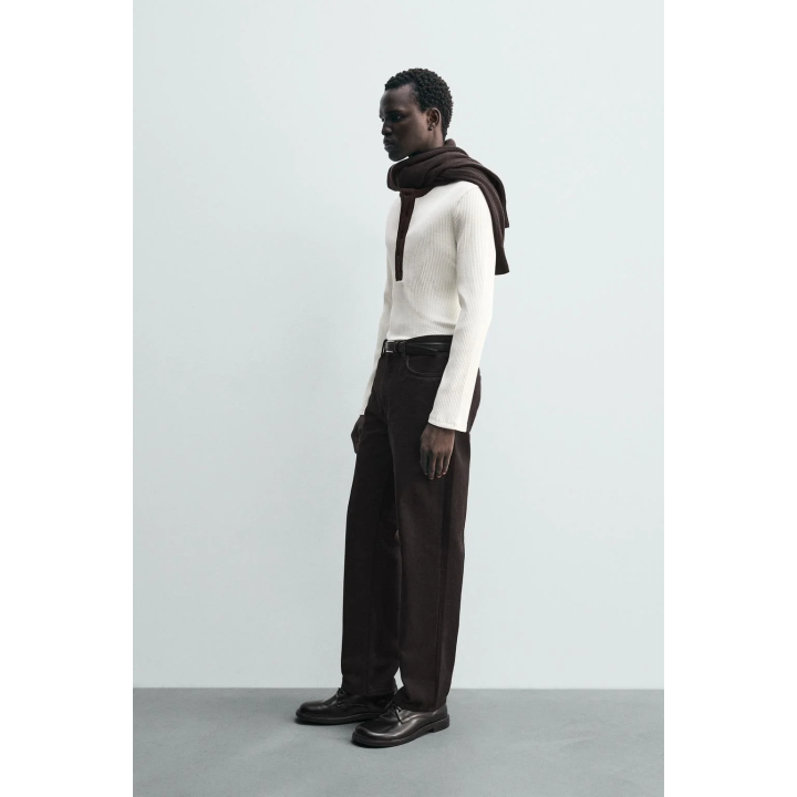 Рубашка с отложным воротником из рубчиковой ткани