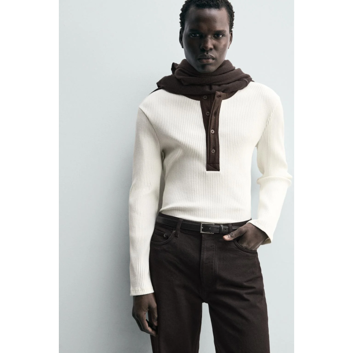 Рубашка с отложным воротником из рубчиковой ткани