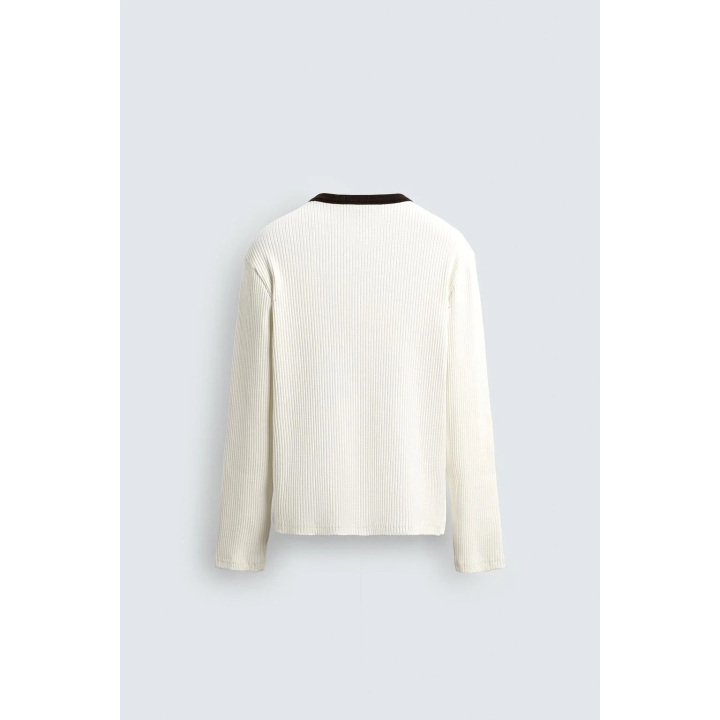 Рубашка с отложным воротником из рубчиковой ткани