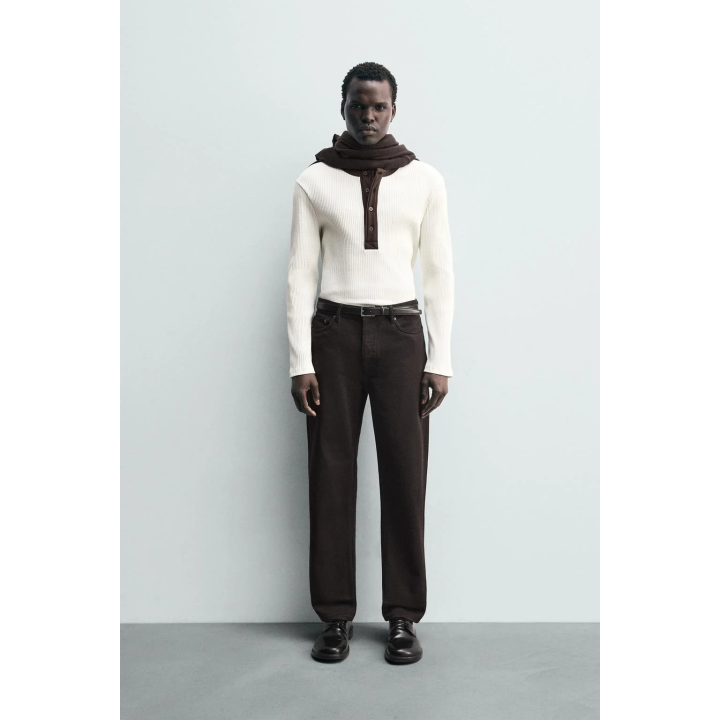 Рубашка с отложным воротником из рубчиковой ткани