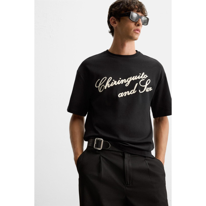 ФУТБОЛКА С ВЫШИТОЙ НАДПИСЬЮ