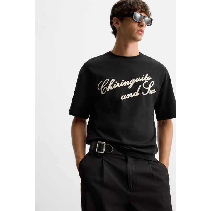 ФУТБОЛКА С ВЫШИТОЙ НАДПИСЬЮ