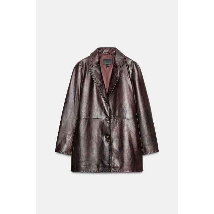 ПАЛЬТО ИЗ 100% КОЖИ СО СТРОЧКОЙ