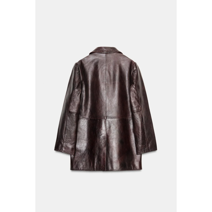 ПАЛЬТО ИЗ 100% КОЖИ СО СТРОЧКОЙ