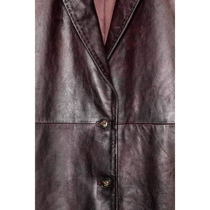 ПАЛЬТО ИЗ 100% КОЖИ СО СТРОЧКОЙ