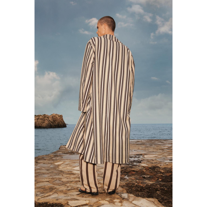 Хлопково-льняное пальто в полоску limited edition