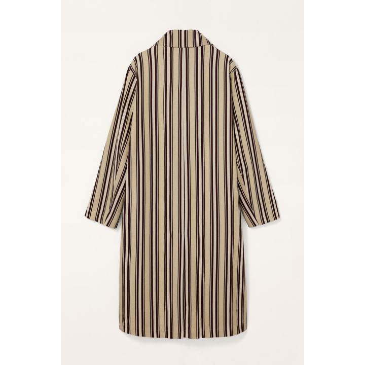 Хлопково-льняное пальто в полоску limited edition