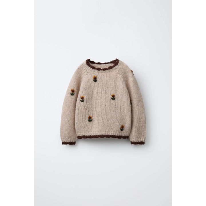 ТРИКОТАЖНЫЙ ДЖЕМПЕР С ВЫШИВКОЙ «ПОДСОЛНУХИ»