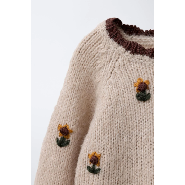 ТРИКОТАЖНЫЙ ДЖЕМПЕР С ВЫШИВКОЙ «ПОДСОЛНУХИ»