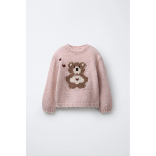 ВЯЗАНЫЙ СВИТЕР С ВЫШИТЫМ МЕДВЕДЕМ И ШЕРСТЬЮ