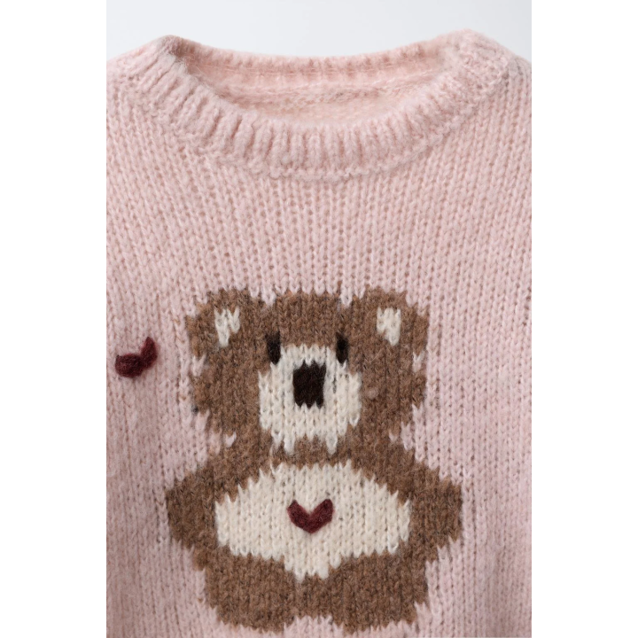 ВЯЗАНЫЙ СВИТЕР С ВЫШИТЫМ МЕДВЕДЕМ И ШЕРСТЬЮ