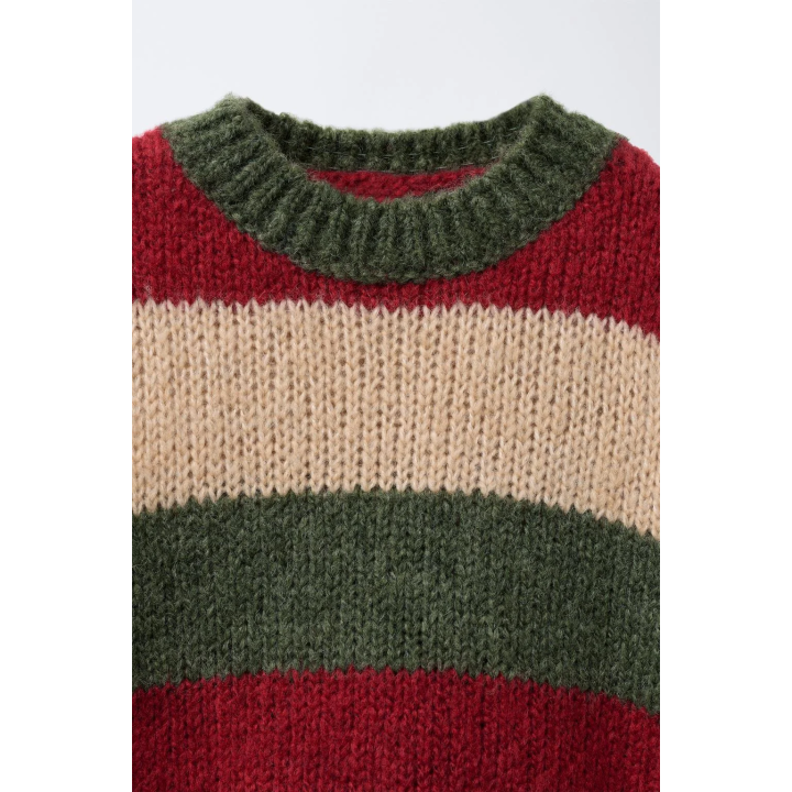 ВЯЗАНЫЙ СВИТЕР В ПОЛОСКУ С ШЕРСТЬЮ