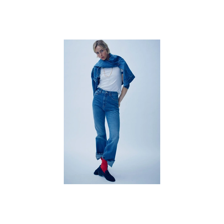 ФУТБОЛКА С ЭФФЕКТОМ ПОТЕРТОСТИ И РУБЧИКОМ