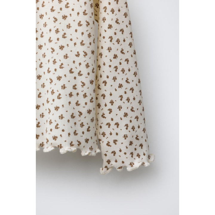 RIBBED T-SHIRT WITH ANIMAL PATCH AND FLORAL PRINT