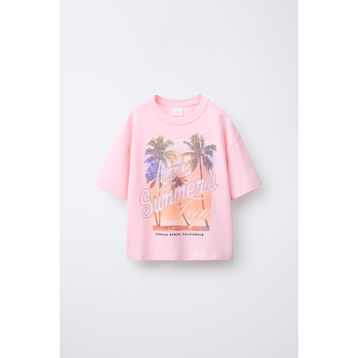 ФУТБОЛКА С ПРИНТОМ «ФЕСТИВАЛЬ» СО СТРАЗАМИ