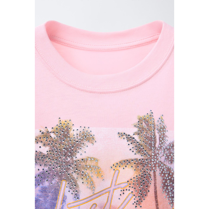 ФУТБОЛКА С ПРИНТОМ «ФЕСТИВАЛЬ» СО СТРАЗАМИ