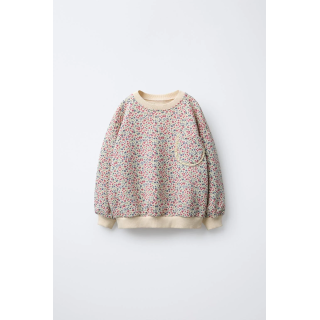 ТОЛСТОВКА С ЦВЕТОЧНЫМ ПРИНТОМ И КРУЖЕВНЫМ КАРМАНОМ