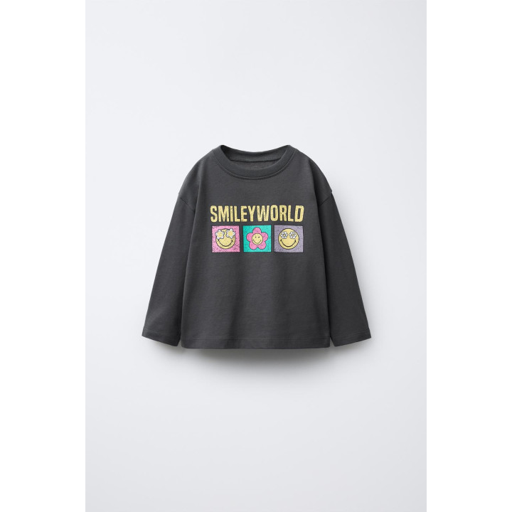 ЛОНГСЛИВ С ЦВЕТОЧНЫМ ПРИНТОМ «СМАЙЛИК»®