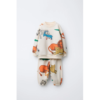 ANIMAL PRINT JOGGING SWEATSHIRT AND JOGGER TROUSERS SET