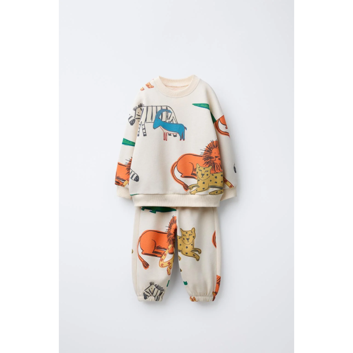 ANIMAL PRINT JOGGING SWEATSHIRT AND JOGGER TROUSERS SET