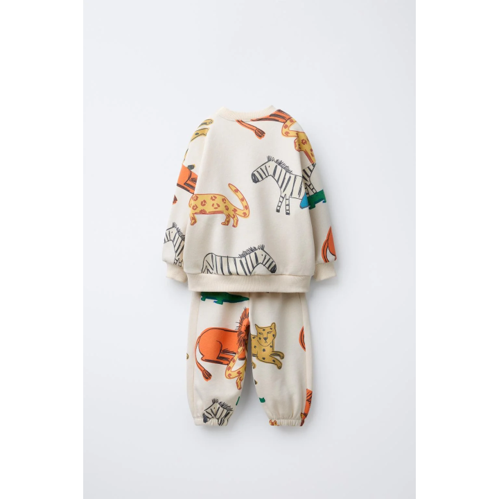 ANIMAL PRINT JOGGING SWEATSHIRT AND JOGGER TROUSERS SET